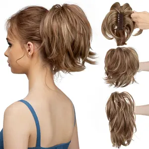 Fluffy Curly Hairpiece with Adjustable Clip, Fake Ponytail