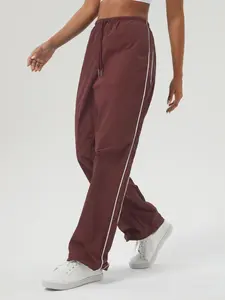 Women's Contrast Binding Drawstring Joggers, Casual Pocket Trousers for Fall & Winter, Women's Bottoms for Daily Wear