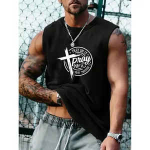 Menswear Christian Graphic Vests - Faith-Inspired, Religious-Themed Cotton Vests for Men, Ideal Christian Faith, Prayer, Bible Gift Options