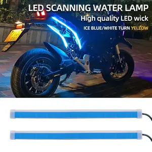 2pcs Motorcycle Turn Signal Lights LED Daytime Running Lights Tail Light DRL Waterproof Decoration Strip Brake Flowing Light Motor Parts Accessories
