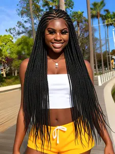 Cornrow Braids Lace Wigs, Synthetic Box Side Part Braided Wigs for Women, Full Lace Wig, African Hair Braided Wig