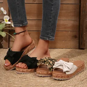 Women Fashion Slippers with Bow Casual Outdoor Flat Slippers – Comfortable Everyday Slides