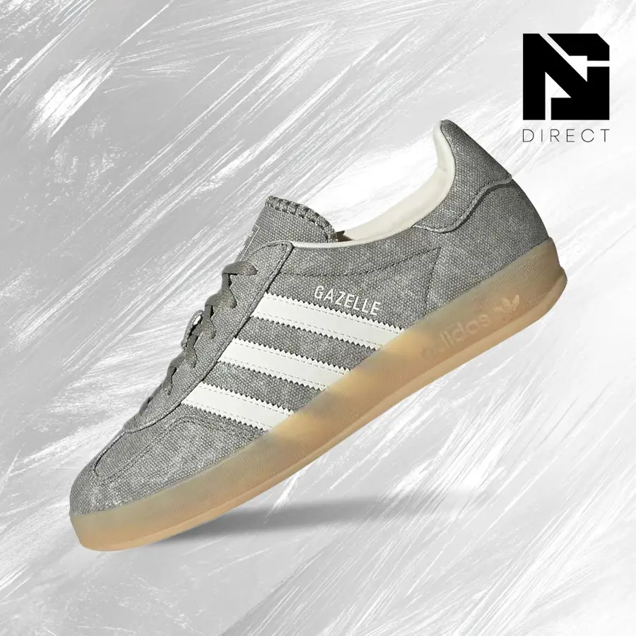 Adidas Gazelle Indoor Silver Pebble Off White Canvas (Women's)– Women's Lifestyle Sneakers – Shoes For Woman -Vintage -Spring & Summer-Inspired Running Shoes, Shock-Absorbing Comfort, Gym To Streetwear Casual Wear-back to school– IH7033