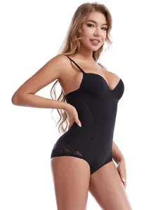 Women's Solid Color Deep V Neck Shapewear Bodysuit with Removable Chest Pad, Breathable Comfortable Tummy Control Shaper, Ladies Shapewear for Daily Wear