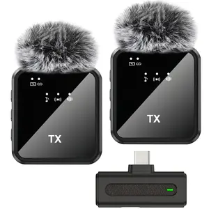 Wireless Lavalier Microphone, 1 Set USB Rechargeable Wireless Audio Microphone, Noise Cancelling Laptop Microphone, Clip-on Microphone for Video Recording