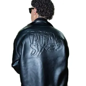Flipping Sixes Leather Jacket with Unique Embossed Design and Stylish Look