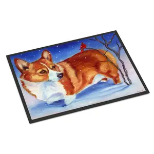 212 MAIN Durable Felt Floor Mat - 24x36 in, Corgi Cardinal Buddy Design, Rubber-Backed, Fade-Resistant, Permanently Dyed, Action-Ready for Indoor & Outdoor Home Use