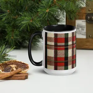 Stylish Red Plaid Christmas Mug – 15 oz Jumbo Ceramic Coffee Mug | Perfect Holiday or Housewarming Gift
