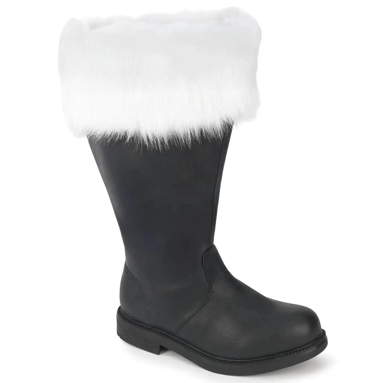 Funtasma Santa-106WC Women's Wide Calf Santa Boot Black Vegan Leather/White