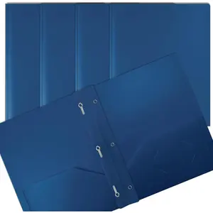 Heavyweight Blue Plastic 2 Pocket Portfolio Folder, Letter Size Poly Folders by , 24 Pack, Royal Blue (with prongs)