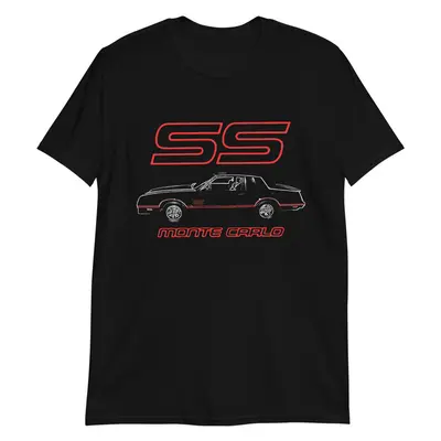 1984 Monte Carlo SS Classic Car T-Shirt – Unisex Short Sleeve Tee With Vintage Muscle Car Graphic - View #12