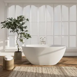 Euston Solid Surface Soaking Bathtub in  Drain and Integrated Overflow
