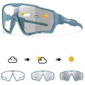 One pair of unisex photochromic cycling glasses, large PC frame design, integrated stylish and unique photochromic lenses, sports anti-glare lenses, suitable for travel, decorative wear, outdoor activities, and cycling use—an ideal gift choice.