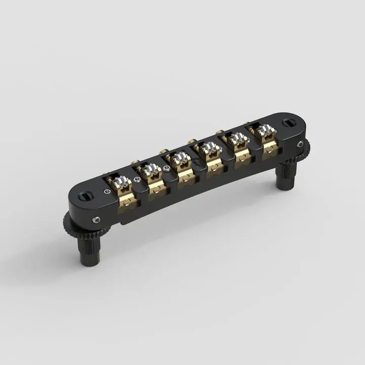 Guyker GM011 Adjustable Roller Tune-O-Matic Locking Bridge Zinc Alloy Body with Stainless Steel Components and Small Screws for Electric Guitars