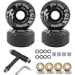 52mm 95A Skateboard Wheels Set, Freestyle Street Wheels with Bearings, Washers and All-in-One Skate Tool for Skate Park Tricks dragon
