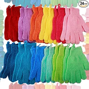24 Pcs Exfoliating Bath Gloves Shower Gloves, 12 Colors Double Sided Exfoliating Gloves for Beauty Spa Massage Skin Shower Body Scrubber Bath Accessories