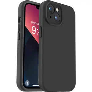 Compatible with iPhone 13 Case, Liquid Silicone Upgrade [Camera Protection] [Soft Anti-Scratch Microfiber Lining] Shockproof Phone Case for iPhone 13 6.1 inch - Black