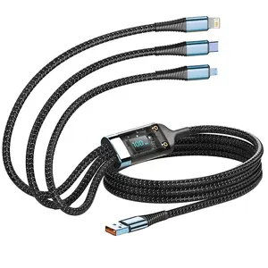 3-in-1 100W Fast Charging Data Cable, USB Cable, USB Charge, Micro USB Cable, Type C Cable, Phone Charging Cable for Samsung Huawei Xiaomi iPhone, Fast Charging Solution