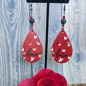 Love, Red, Aromatherapy Essential Oil Diffuser Earrings