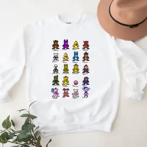 FNAF Characters 8 Bits Vintage Sweatshirt T-shirt Hoodie Gift For Fans