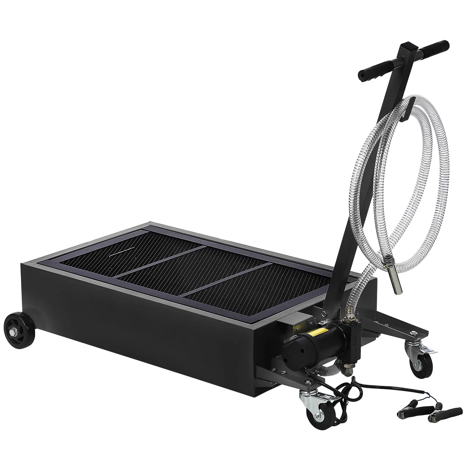 Garvee 20 Gallon Low Profile Oil Drain Pan with 12V Electric Pump, 76L Capacity, T Foldable Handle, Wheels, and 8FT Hose for Convenient Oil Changes and Drainage