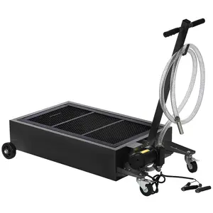 Garvee 20 Gallon Low Profile Oil Drain Pan with 12V Electric Pump, 76L Capacity, T Foldable Handle, Wheels, and 8FT Hose for Convenient Oil Changes and Drainage