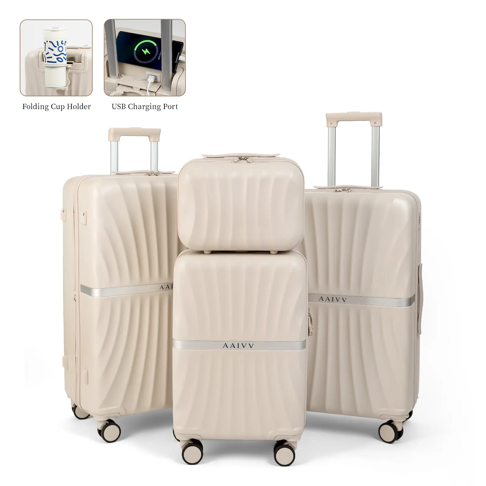 AAIVV 4 Piece Luggage Sets, Double Spinner Wheels, Expandable, TSA Lock Durable Suitcase Set, Traveling Bag, Luggage Sets (13/20/26/28in) summervibes, vacationoutfits,beachoutfits,outdoorfun