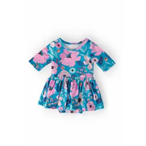 Twirling in Teal 3/4 Sleeve Twirl Bodysuit