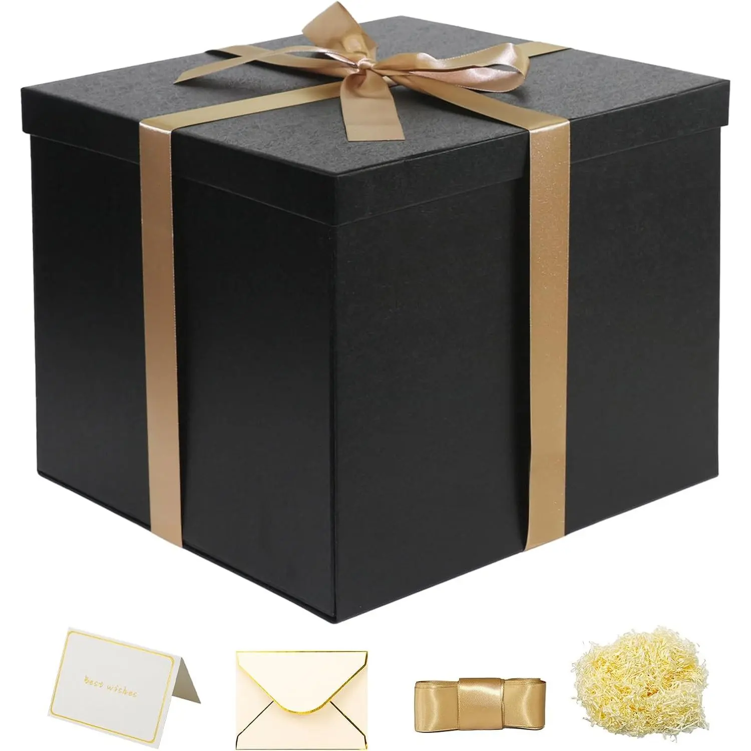 Large  Box 12x12x10 Inches,Black  Boxes for presents,Birthday  Box,Present box,for Packaging,Valentine's Day,Mother's Day,Christmas,Anniversaries.