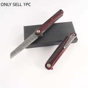 1pc Lightweight Multi-Functional Pocket Knife, Non-Slip Handle, Damascus Steel Blade, Cnc Precision Edge, Ideal for Camping Fishing, Gift for Men
