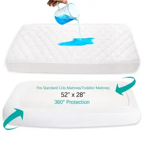 Crib Mattress Protector Sheets ted Waterproof Crib Mattress Pad Cover, Noiseless & Machine Wash 100% Absorbent Crib/Toddler Mattress Protector Sheet Quilted, White, 52" x 28"
