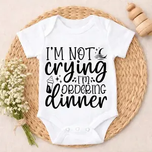 Baby Bodysuit Romper I'm Not Crying I'm Ordering Dinner New Parent Gift Newborn Clothes Essential Neutral color scheme Soft Unisex Romper Gift Set for Coming Home, Birthday & Baby Shower 0-24M