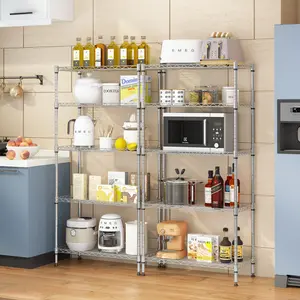 shoe rack organizer XM-304B Rectangle Carbon Steel Metal Assembly 5-Shelf Storage Rack Silver Gray Organiser Adjustable shoe cabinet storage bathroom organizer garage accessories valet stand shelf heavy duty layer storage organizer Bamboo Installation