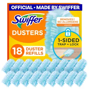 Swiffer Dusters Refill for Cleaning 18ct Unscented 1-Sided Trap Lock Removes 95% Allergens for Furniture Blinds Ceiling Fans Walls