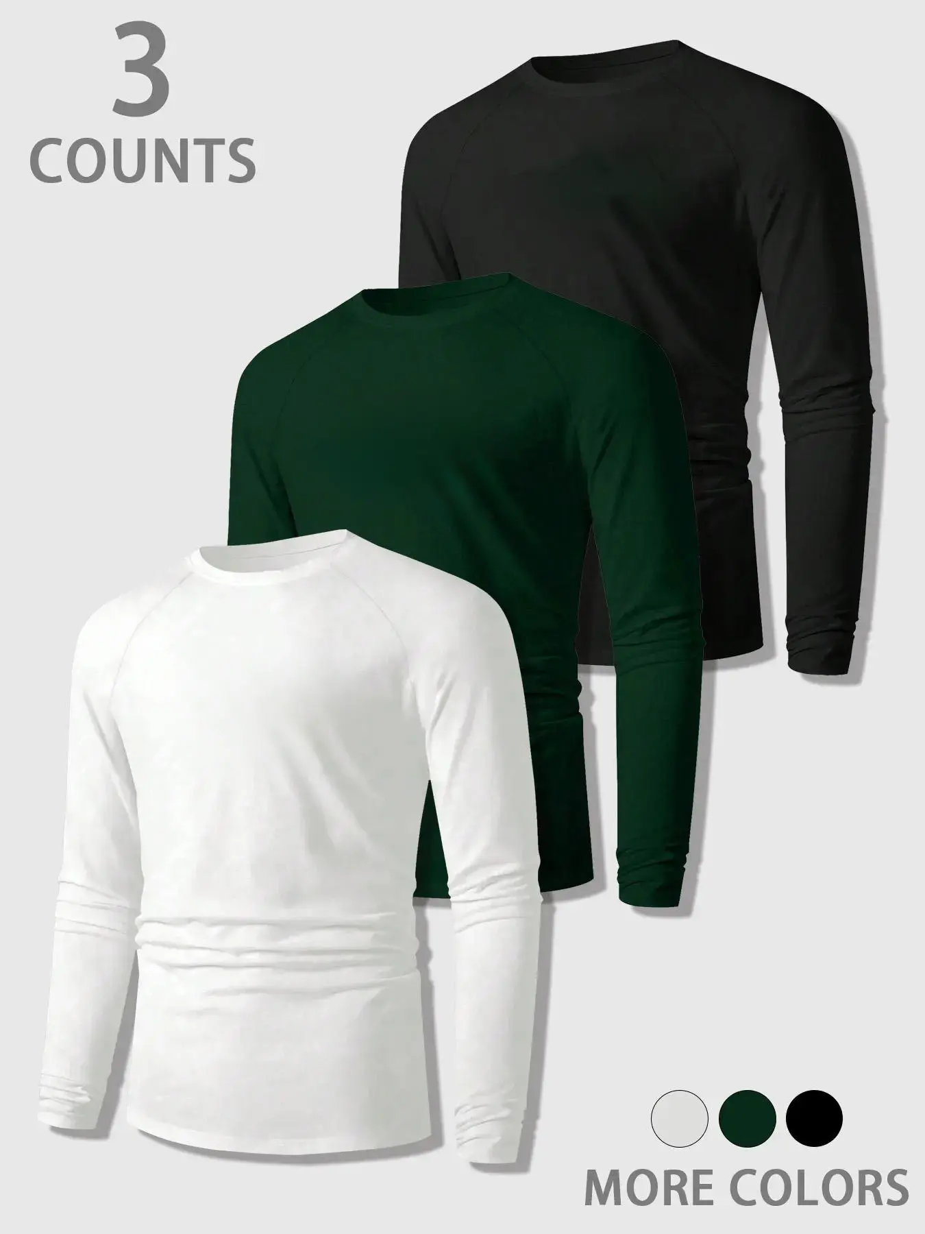 Men's Round Neck Long Sleeve Casual T-Shirt, Comfortable Fit for Daily Wear, Layering Suitable, Ideal for Leisure or Sports Activities
