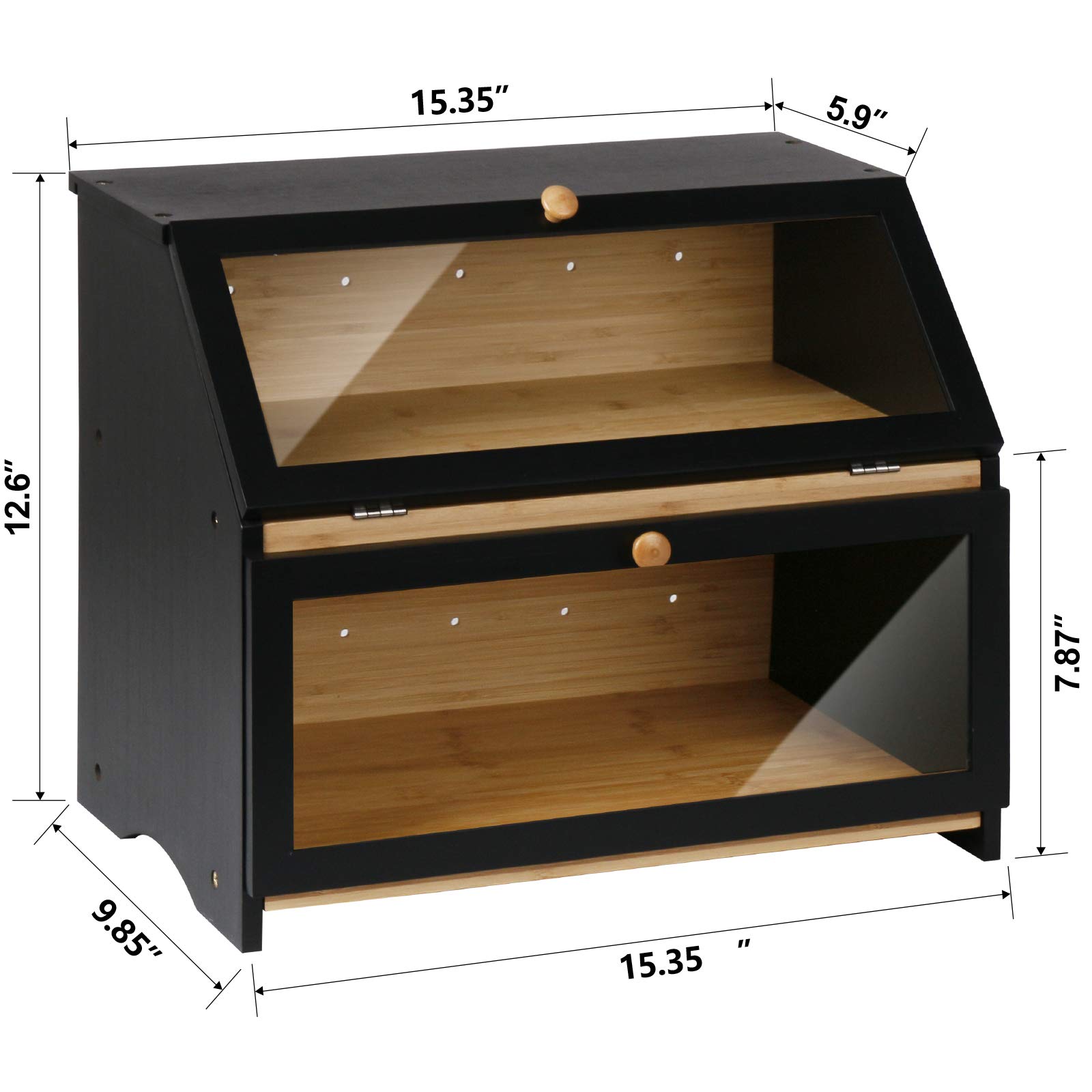 Double Layer Large Bread Box - Dustproof Wooden Large Capacity Bread Storage Bin for Kitchen Counter Home Decor, Mother's Day Gift Double Layer Large Bread Box - Dustproof Wooden Large Capacity Bread Storage Bin for Kitchen Counter Home Decor, Mother's Day Gift