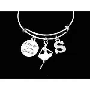 Personalized I Hope You Dance Expandable Charm Bracelet Silver Adjustable Wire Bangle Ballet Teacher Dancer Jewelry Gift