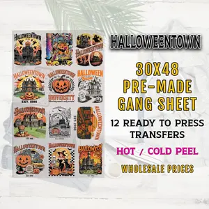 Halloween City DTF Gang Sheet, Halloween Premade Ready To Press Transfers, Spooky Town Transfers, Witches DTF, Halloween Dtf Print, Horror DTF Transfers