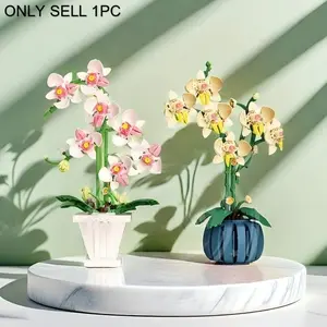 Orchid Flower Bouquet Building Blocks Set, 718pcs Artificial Orchid with Vase, Creative Floral Kit for Adults & Teens, Perfect Gift for Holidays