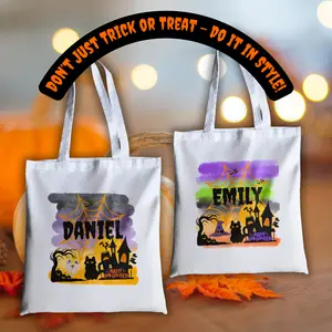 Personalized Halloween Treat Bags - Spooky Design for Trick or Treating in Style!