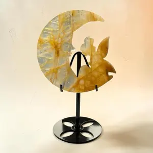 Fairy Moon Natural Crystal Carving, Home Decoration, Ornaments for Table & Office Desktop