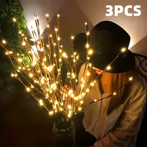 16LEDS/48LEDS Atmosphere Branch Light, Battery Box Warm White Vase Decoration DIY Willow Branch Light, Powered by 2 * AA Batteries (Excluding Batteries/Vases), Indoor/Outdoor Valentine'S Day Atmosphere Light, Mood Decorative Lights