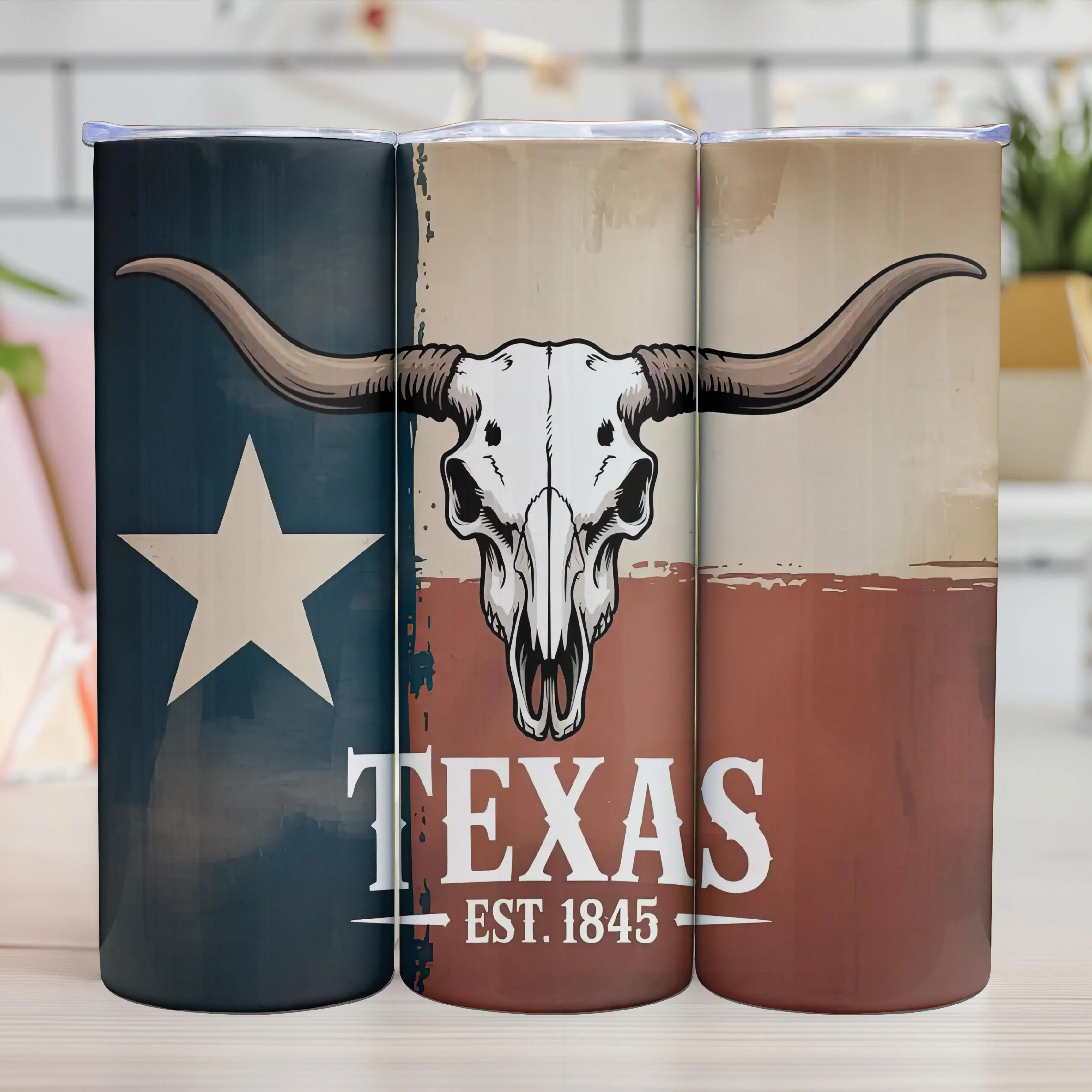 Texas Longhorn Skull 20oz Stainless Steel Tumbler