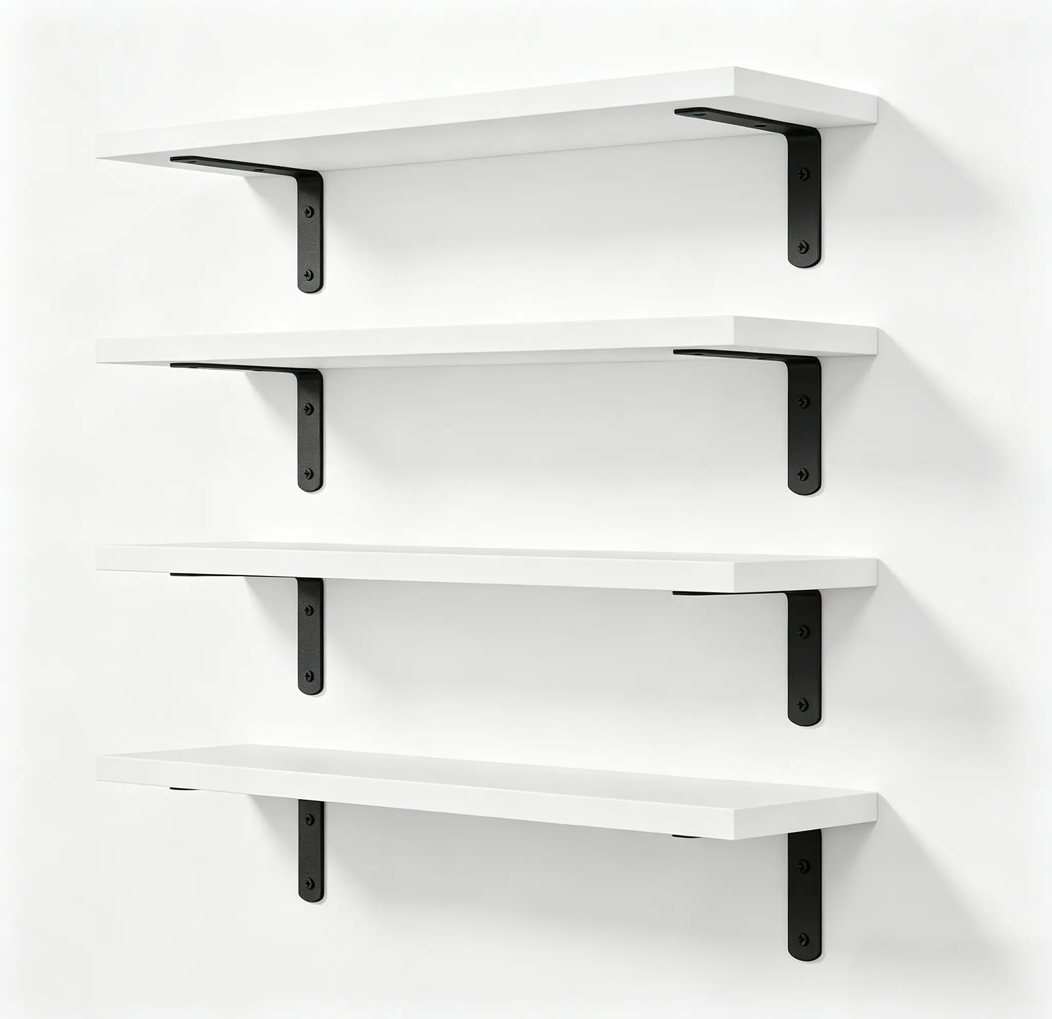 Floating Shelf Set, 16.5inch 4-Piece Wall-Mounted Storage Shelves, Wooden Floating Shelves for Wall Decoration, Bathroom Shelving, Bedroom & Living Room, Wall Mounted Organizer heart, Metal
