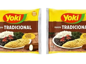 Yoki Seasoned Cassava Flour Farofa de Mandioca Tradicional Pronta 400g, 14 Ounce each (2 Pack) Grain, Brazilian farofa
