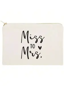 The Cotton &Amp; Canvas Co. Miss To Mrs. Wedding Cosmetic Bag, Bridal Party Gift And Travel Make Up Pouch