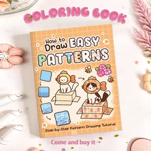 1PC Colorful and adorable coloring book, featuring cartoon and geometric market illustrations, with high-saturation colors, perfect for relaxation and stress relief, parent-child entertainment, friend gatherings, and a perfect Valentine's Day gift.