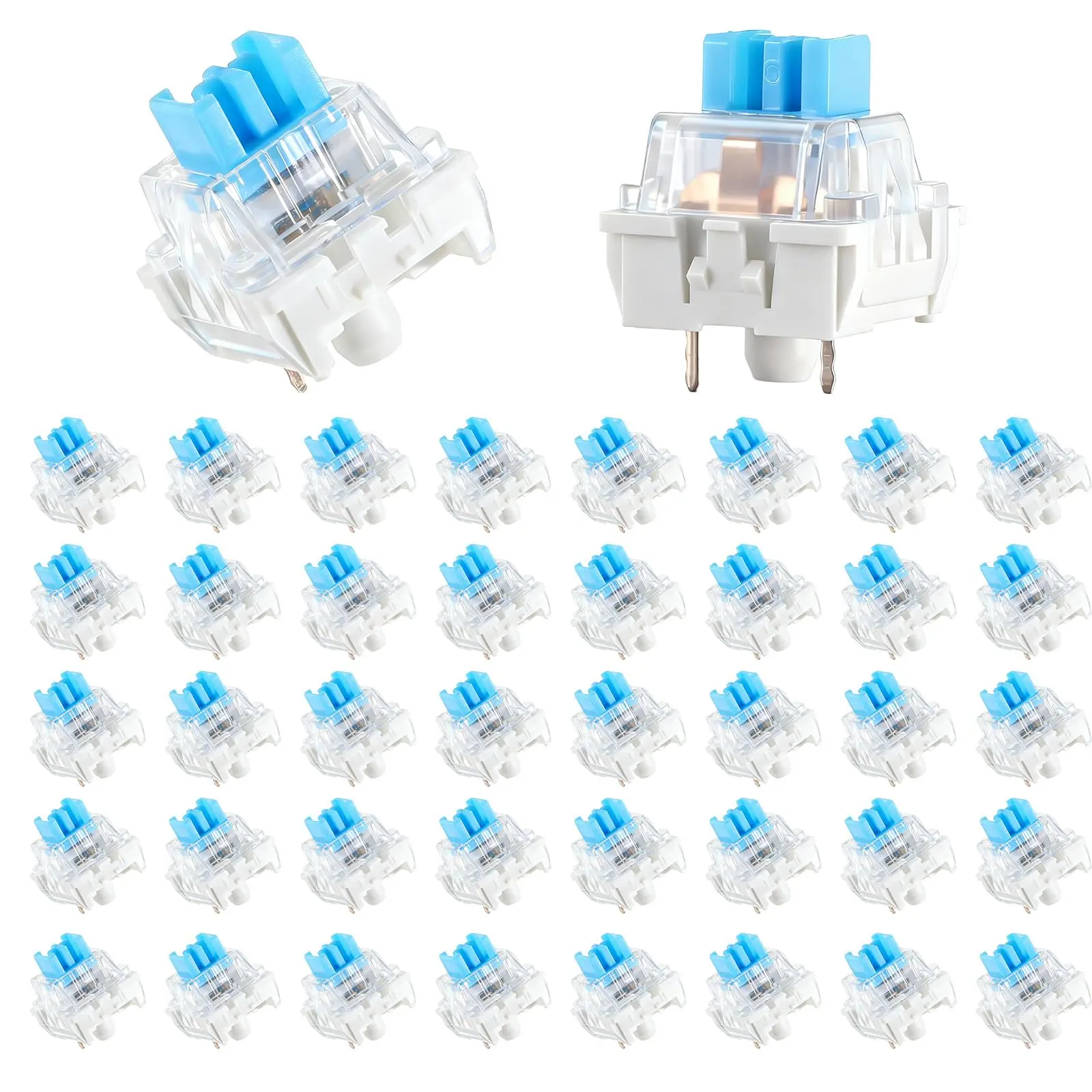 Keyboard switch, 50 pieces, 3-pin blue keyboard clicker replacement, dust-proof mechanical keyboard axis, suitable for most gaming keyboards