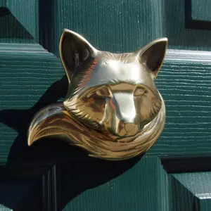 Fox Door Knocker by Michael Healy - Handcrafted, Easy Install, Solid Cast Brass or Matte Black Cast Iron