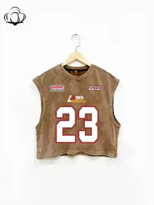 Women's Loose-Fit Sleeveless Vest Top, Round Neck, Fashion Letter Print, Cotton Blend, Street Style, Casual, Everyday, All Seasons Wear, Womenswear